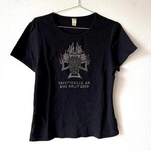 2009 vintage bike rally rhinestone tee shirt top women's xl